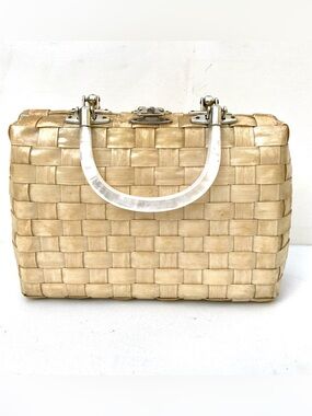 Vintage Lesco Lona  braid  lucite handle satchel bag